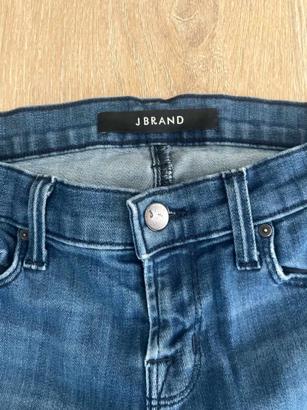 J Brand Distressed Skinny Jeans in Medium Blue - Picture 2 of 4